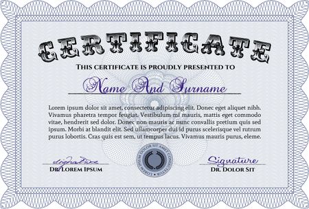 Certificate. With complex background. Complex design. Vector pattern that is used in currency and diplomas.
