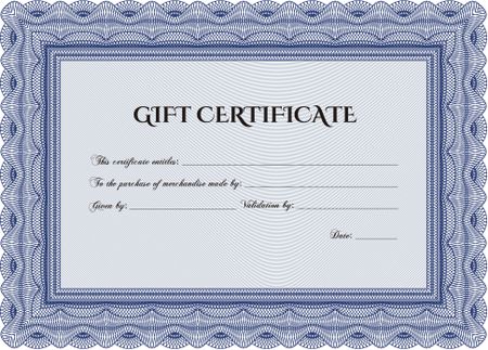 Retro Gift Certificate template. Printer friendly. Border, frame.Excellent design. 