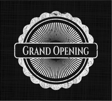 Grand Opening written with chalkboard texture