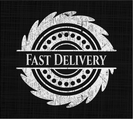 Fast Delivery chalkboard emblem on black board