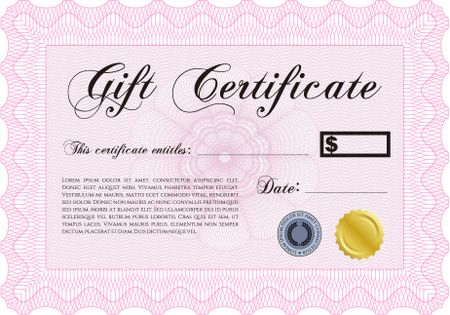 Vector Gift Certificate template. Complex background. Customizable, Easy to edit and change colors.Superior design. 