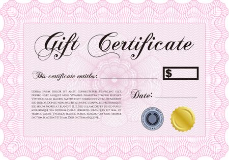 Vector Gift Certificate template. Complex background. Customizable, Easy to edit and change colors.Superior design.