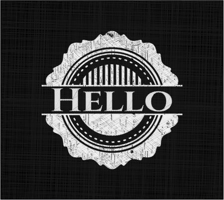 Hello written on a chalkboard