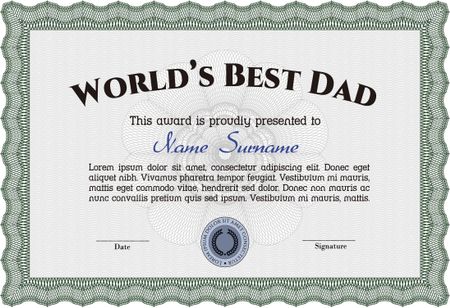 World's Best Dad Award. With background. Retro design. Vector illustration.