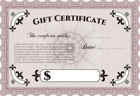 Retro Gift Certificate. Superior design. Complex background. Vector illustration.