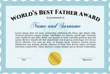Best Dad Award Template. Excellent design. With background. Vector illustration.