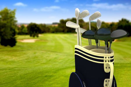 golf clubs on a golf course on a beautiful sunny day