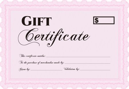 Gift certificate. With guilloche pattern. Good design. Border, frame.