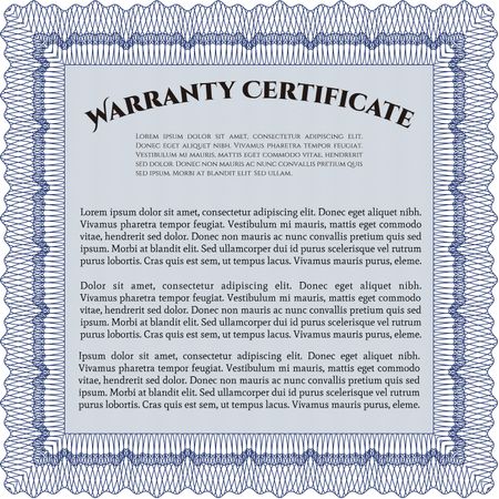 Sample Warranty template. Perfect style. With sample text. With background. 
