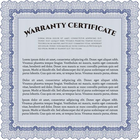 Sample Warranty template. Perfect style. With sample text. With background.