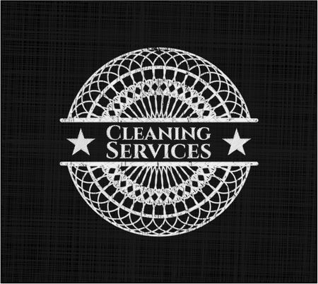 Cleaning Services chalk emblem written on a blackboard