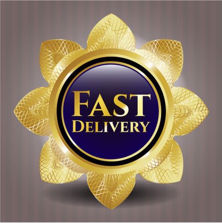 Fast Delivery golden emblem or badge