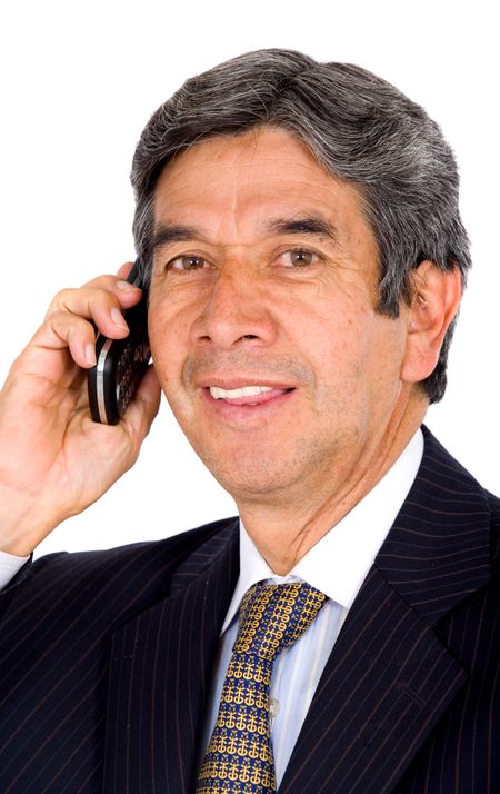 business man on the phone - isolated over a white background