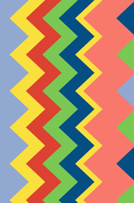 Multicolored background of small triangles and contiguous zigzag stripes with art deco motif