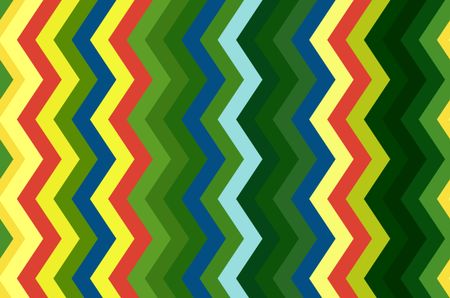 Multicolored pattern of contiguous vertical zigzag stripes for decoration and background with motifs of repetition, variation, synergy
