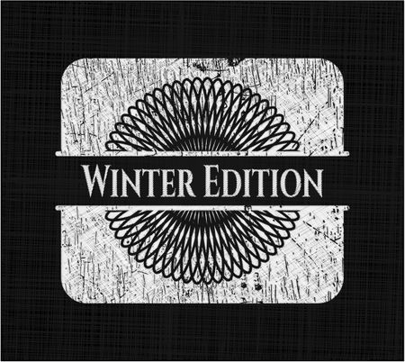 Winter Edition chalkboard emblem on black board