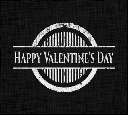 Happy Valentine's Day chalkboard emblem on black board