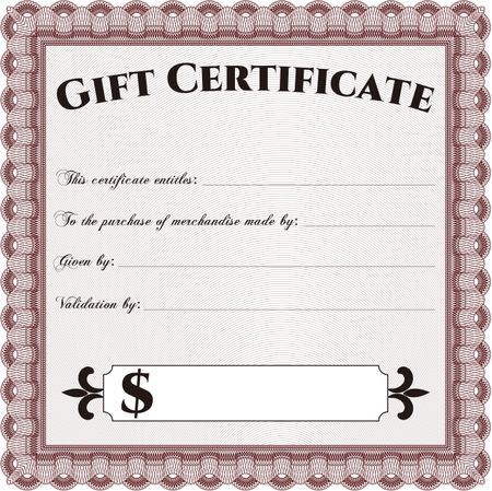 Vector Gift Certificate. Superior design. Detailed.Easy to print. 