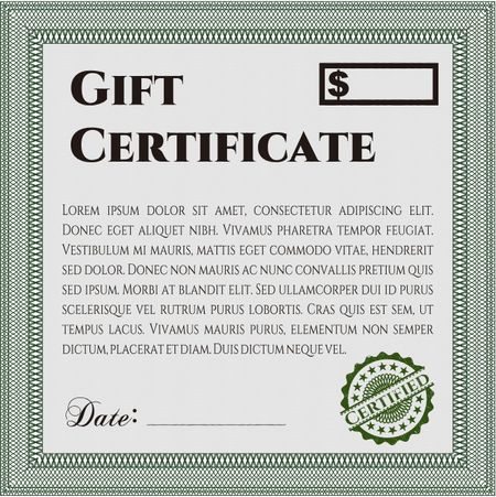 Formal Gift Certificate template. Border, frame.With complex background. Elegant design.