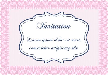 Formal invitation template. Complex background. Nice design. Border, frame.