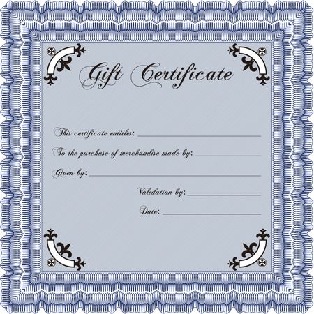 Retro Gift Certificate. Vector illustration.Excellent complex design. With complex linear background. 