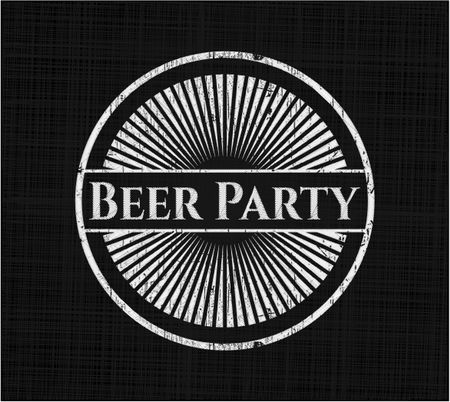 Beer Party chalkboard emblem written on a blackboard