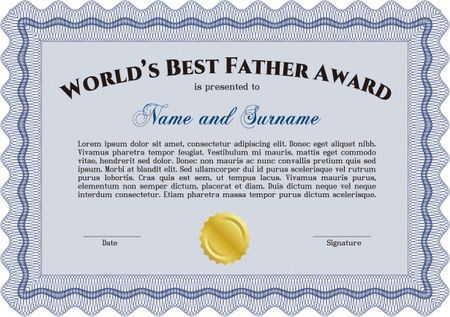 World's Best Dad Award Template. Retro design. Detailed.Complex background. 