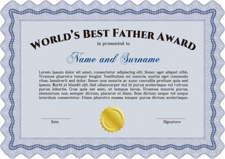 World's Best Dad Award Template. Retro design. Detailed.Complex background.