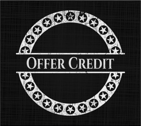 Offer Credit chalkboard emblem on black board