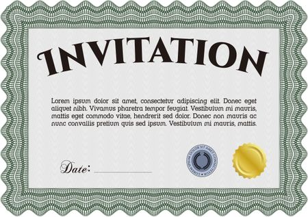 Formal invitation template. Complex design. With complex background. Border, frame.