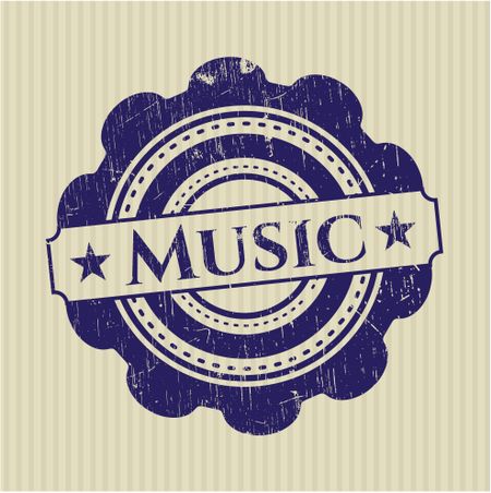 Music rubber stamp with grunge texture