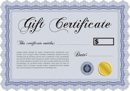Retro Gift Certificate template. Nice design. With background. Border, frame.