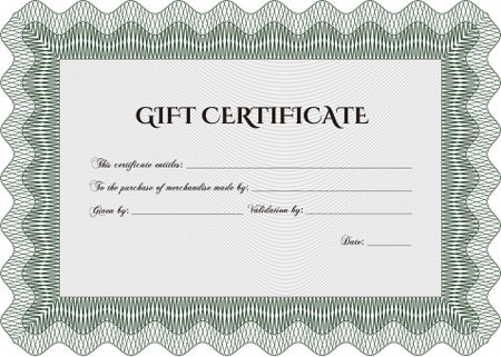 Gift certificate template. Detailed.With guilloche pattern. Artistry design. 