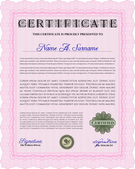 Certificate template. Good design. Diploma of completion.With great quality guilloche pattern. 
