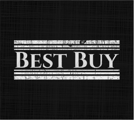 Best Buy chalkboard emblem on black board