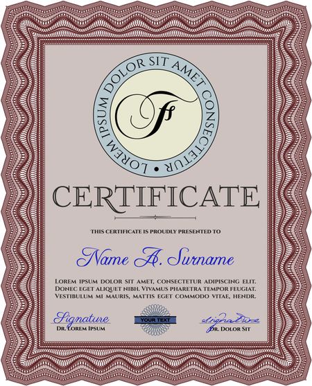 Sample certificate or diploma. Customizable, Easy to edit and change colors.Modern design. With complex linear background. 