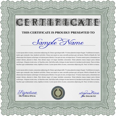 Sample Diploma. Printer friendly. Vector certificate template.Modern design. 