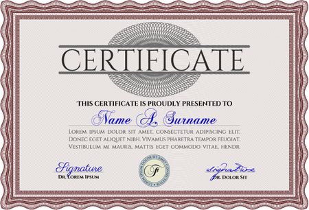 Certificate of achievement template. With quality background. Vector illustration.Excellent design.