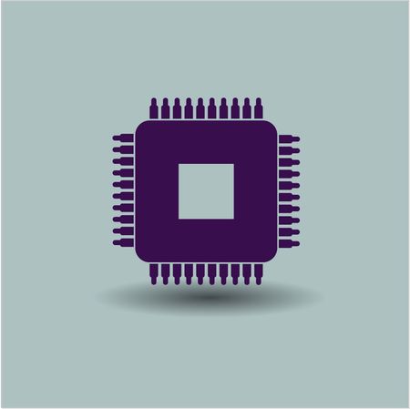 Microchip, microprocessor vector icon or symbol