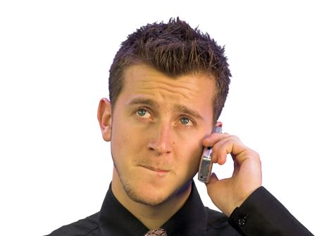 business man expecting bad news on the phone