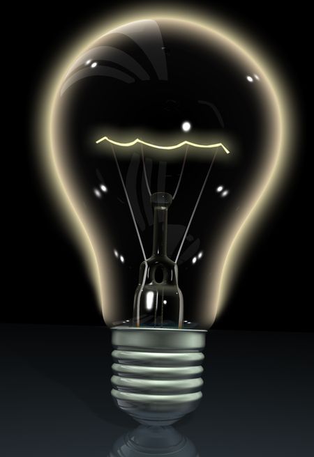 lightbulb made in 3d over a black background