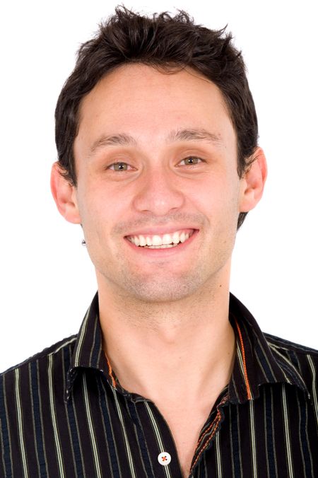 casual man portrait smiling - isolated over a white background