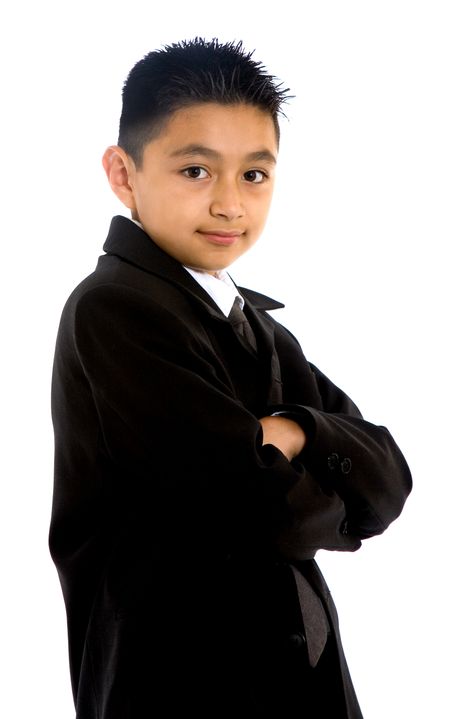 business child portrait isolated over a white background