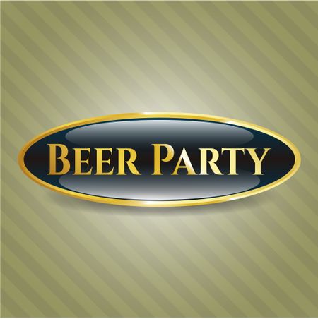 Beer Party gold shiny badge