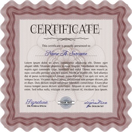 Diploma template. Vector certificate template.Retro design. With complex background. 