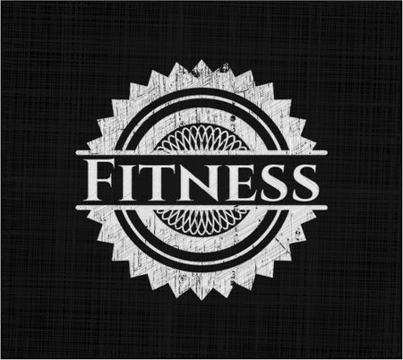 Fitness chalk emblem written on a blackboard