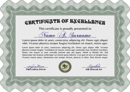 Certificate or diploma template. Sophisticated design. Vector pattern that is used in currency and diplomas.With guilloche pattern. 