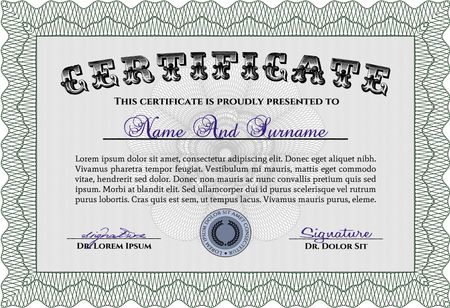 Diploma template. Lovely design. Vector certificate template.With complex background. 