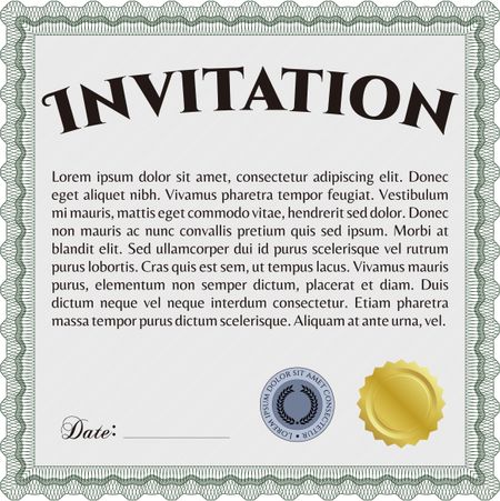 Invitation template. With complex background. Excellent design. Border, frame.
