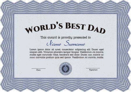 World's Best Father Award Template. Customizable, Easy to edit and change colors.With linear background. Retro design. 
